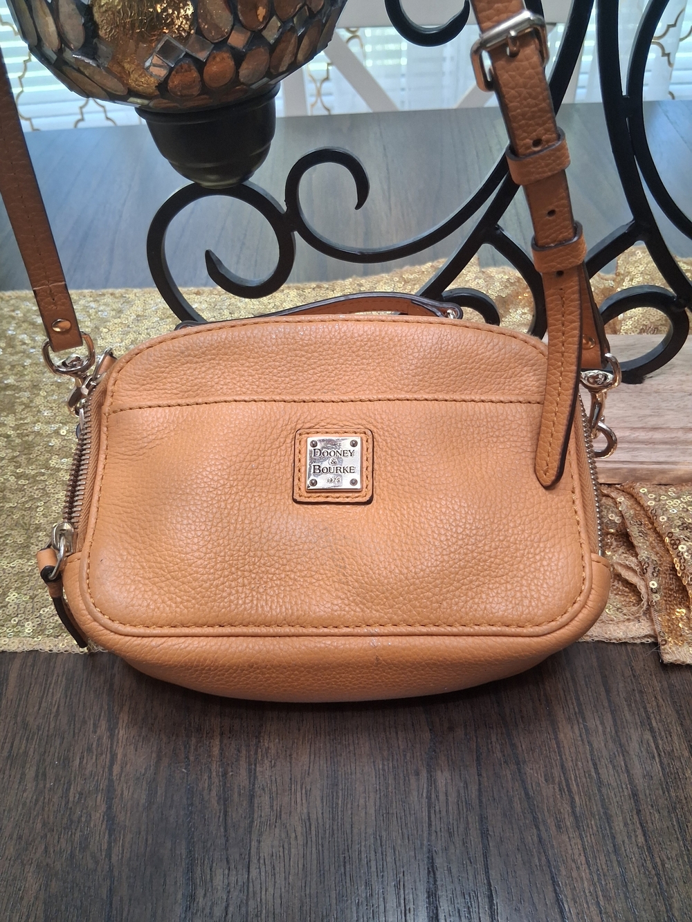 Dooney & Bourke Caramel Brown Pebbled Leather Crossbody - Picture 3 of 11
